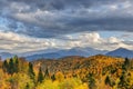 The mountain autumn landscape with colorful forest. Golden autumn in the forest. Caucasus mountains, Adygea, Russia Royalty Free Stock Photo