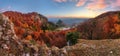 Mountain autumn landscape with colorful forest, Vrsatec, Slovakia Royalty Free Stock Photo