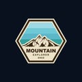 Mountain badge emblem logo template for T shirt Royalty Free Stock Photo