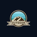 Mountain badge emblem logo template Royalty Free Stock Photo