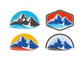 Kayaking mountain badge logo design template