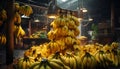 Recreation of mountain of bananas in a grocery