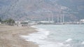 Mountain and Beach landscapes in Heraklion City on Crete Island with yachts and boats in Greece. Royalty Free Stock Photo