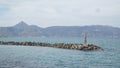 Mountain and Beach landscapes in Heraklion City on Crete Island with yachts and boats in Greece.