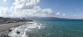 Mountain and Beach landscapes in Heraklion City on Crete Island with yachts and boats in Greece.