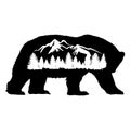 Mountain Bear,bear and mountain landscape, wildlife concept,bear and forest,vector,silhouette Royalty Free Stock Photo