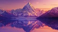 Mountain reflected in lake at sunset, creating a serene natural landscape Royalty Free Stock Photo