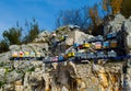 Mountain Beehives Set On Rocks in Montenegro. Organic Honey Production