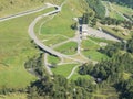 Mountain bends and intersections that create beautiful shapes. Road to Gotthard pass, Switzerland Royalty Free Stock Photo