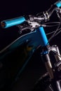 Mountain bicycle photography in studio, bike frame parts, handle bar and brakes Royalty Free Stock Photo