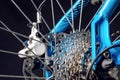 Mountain bicycle photography in studio, bike parts, derailleur Royalty Free Stock Photo