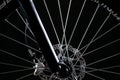 Mountain bicycle photography in studio, bike wheel with disc brakes, bike part Royalty Free Stock Photo