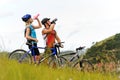 Mountain bike couple drinking Royalty Free Stock Photo