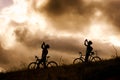 Mountain bike couple drinking Royalty Free Stock Photo