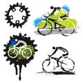 Mountain bike Cycling icons grunge stylized.