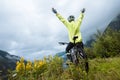 Mountain bike cyclist near fjord, Norway Royalty Free Stock Photo