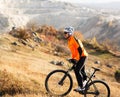 Mountain Bike cyclist riding Meadow track Royalty Free Stock Photo