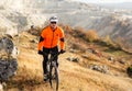 Mountain Bike cyclist riding Meadow track Royalty Free Stock Photo