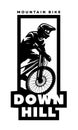 Mountain bike, downhill. Banner, t-shirt print design. Vector illustration.