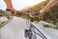 Mountain bike, downhill extreme bicycle, outdoor sport Royalty Free Stock Photo