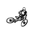 Mountain bike downhill logo vector illustration, Downhill players Silhouette design Royalty Free Stock Photo