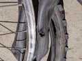 Mountain bike with flat tire Royalty Free Stock Photo