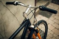 Mountain bike handlebar Royalty Free Stock Photo