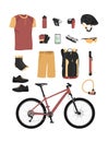 Mountain bike hardtail equipment and accessories. color vector illustration Royalty Free Stock Photo