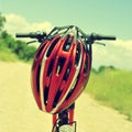 Mountain bike and helmet Royalty Free Stock Photo