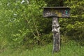 Mountain bike and hiking trail signpost Royalty Free Stock Photo