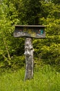 Mountain bike and hiking trail signpost Royalty Free Stock Photo