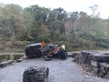 Mountain bike with light and flag in state park