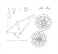 Mountain bike parts isolated on a white background