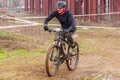 Mountain bike racer on mud Royalty Free Stock Photo