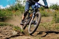 mountain bike racer trail downhill Royalty Free Stock Photo