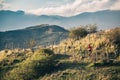 Mountain bike rider on single track trail in inspirational lands Royalty Free Stock Photo