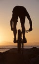 Mountain bike rider and sunset South Africa Royalty Free Stock Photo