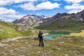 Mountain bike scene on the Italian alps of Valtellina Royalty Free Stock Photo