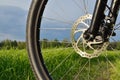 Mountain bike wheel with disc brake Royalty Free Stock Photo