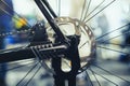 Mountain bike wheel with disc brake close up Royalty Free Stock Photo