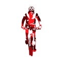 Mountain biker, abstract red vector silhouette Royalty Free Stock Photo
