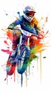Mountain biker in action on a white background. Generative ai Royalty Free Stock Photo