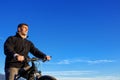 Mountain Biker and blue sky background