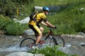 Mountain biker and creek