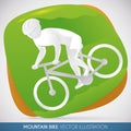 Mountain Biker in Cross Country Track, Vector Illustration
