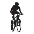 Mountain biker, cycling, isolated vector silhouette Royalty Free Stock Photo