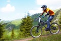 Mountain biker on downhill rce Royalty Free Stock Photo