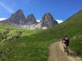 Mountain biker in the Dolomites Sellaronda