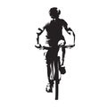 Mountain biker, front view, abstract vector silhouette Royalty Free Stock Photo