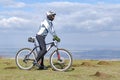 Mountain biker on the hills Royalty Free Stock Photo